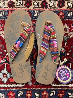 New Womens Koala Bay Boho Rustic Flip Flops Sandals - EU 36 / USA 5.5-6